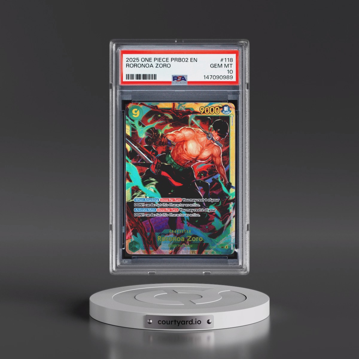2025 One Piece PRB02-Premium Booster -One Piece Card the Best- Vol.2 #118 Roronoa Zoro (PSA 10 GEM MINT)