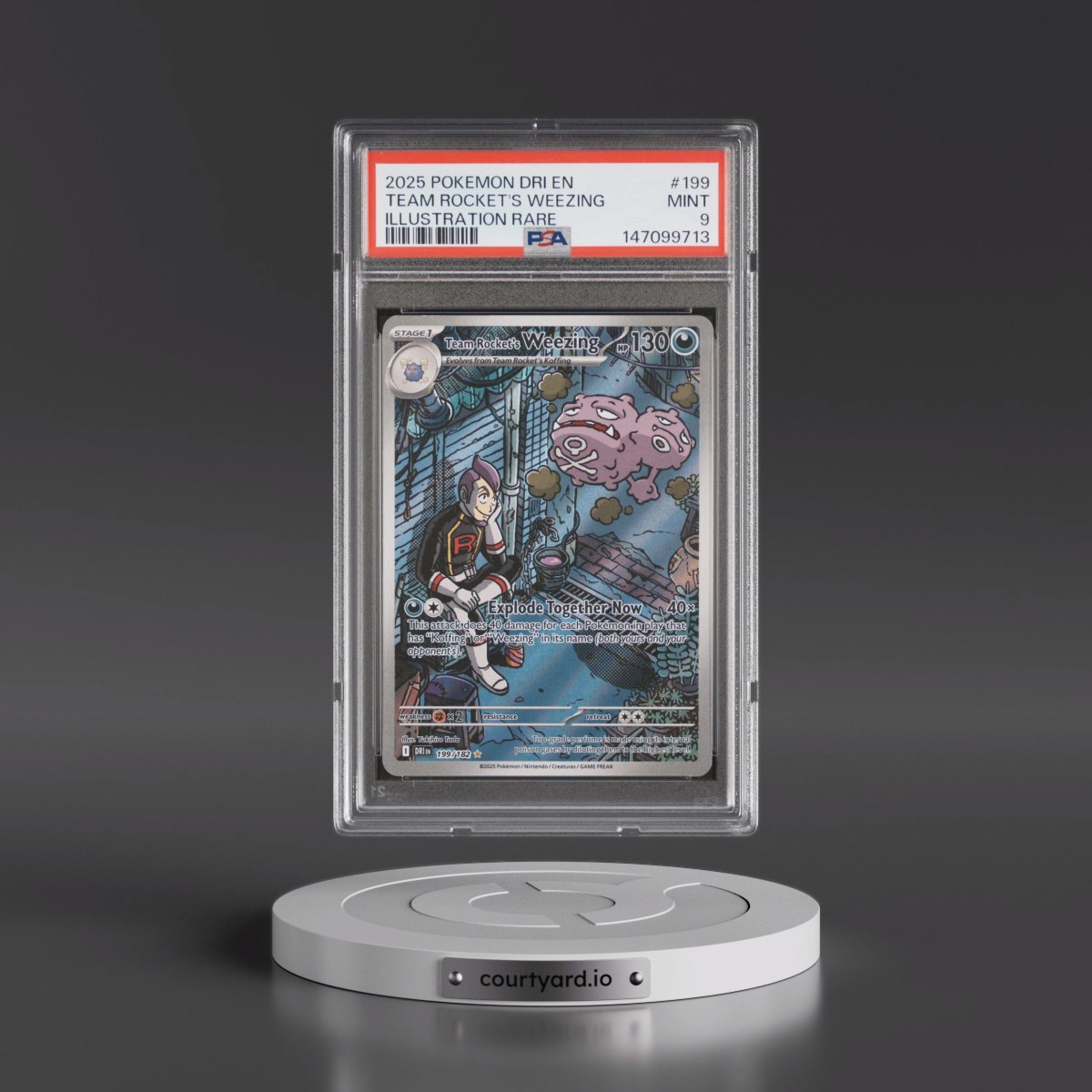 2025 Pokémon Dri EN-Destined Rivals #199 Team Rocket's Weezing - Illustration Rare (PSA 9 MINT)
