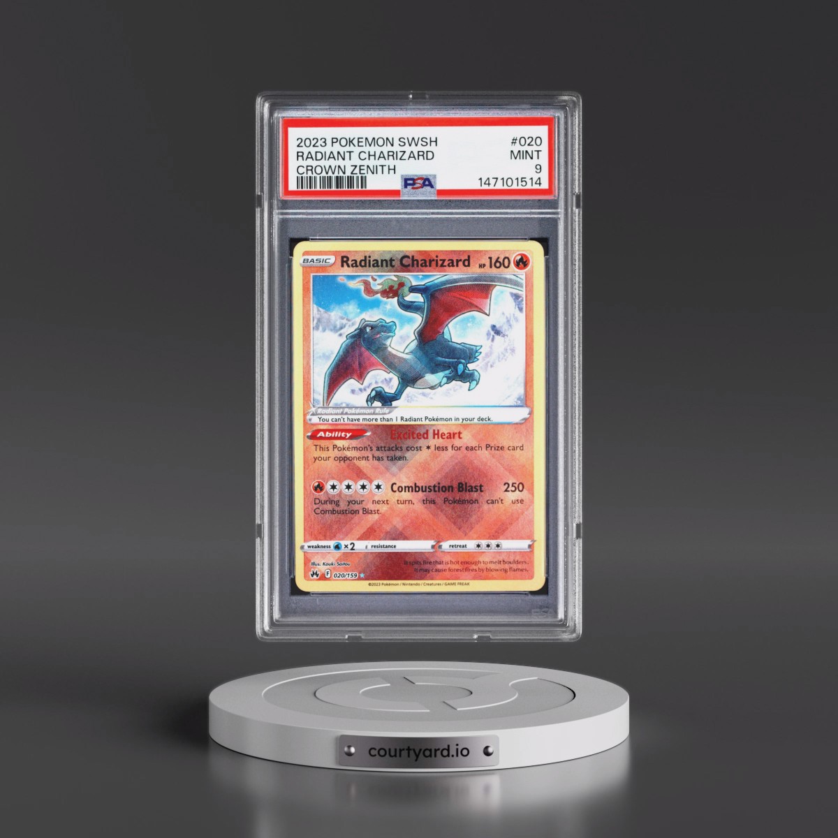 2023 Pokémon Sword and Shield Crown Zenith #020 Radiant Charizard - Holo (PSA 9 MINT)