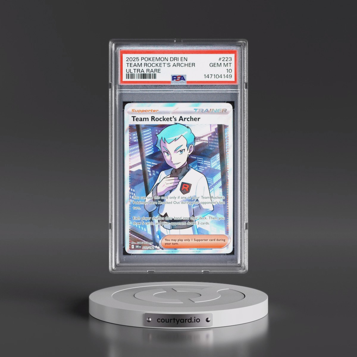 2025 Pokémon Dri EN-Destined Rivals #223 Team Rocket's Archer - Ultra Rare (PSA 10 GEM MINT)