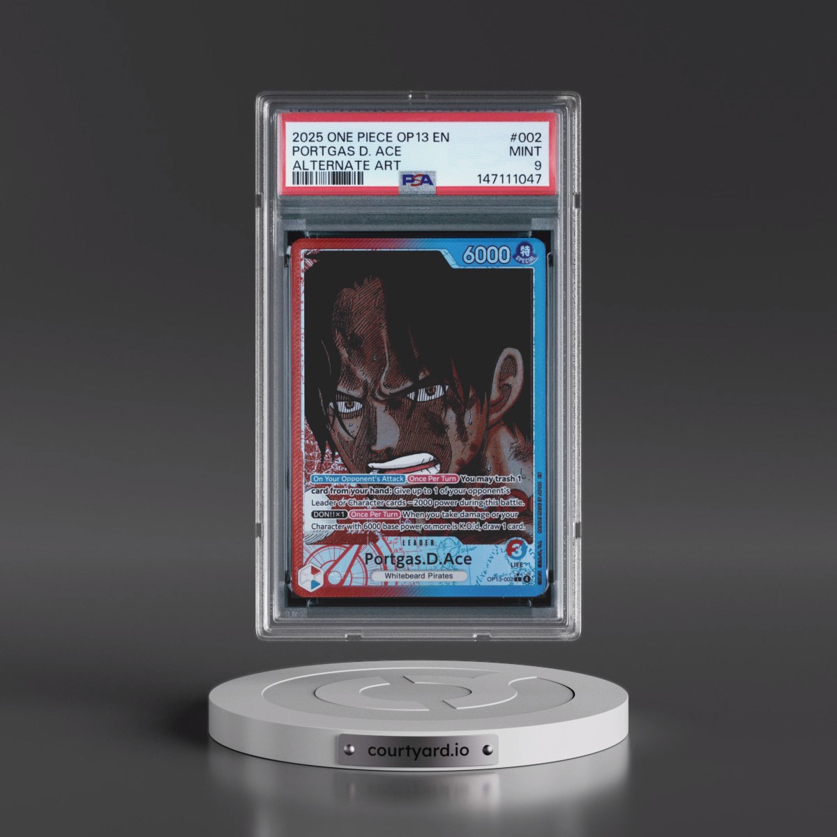 2025 One Piece OP13-Carrying on His Will #002 Portgas D. Ace - Alternate Art (PSA 9 MINT)