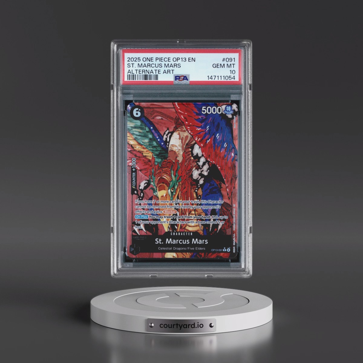 2025 One Piece OP13-Carrying on His Will #091 St. Marcus Mars - Alternate Art (PSA 10 GEM MINT)