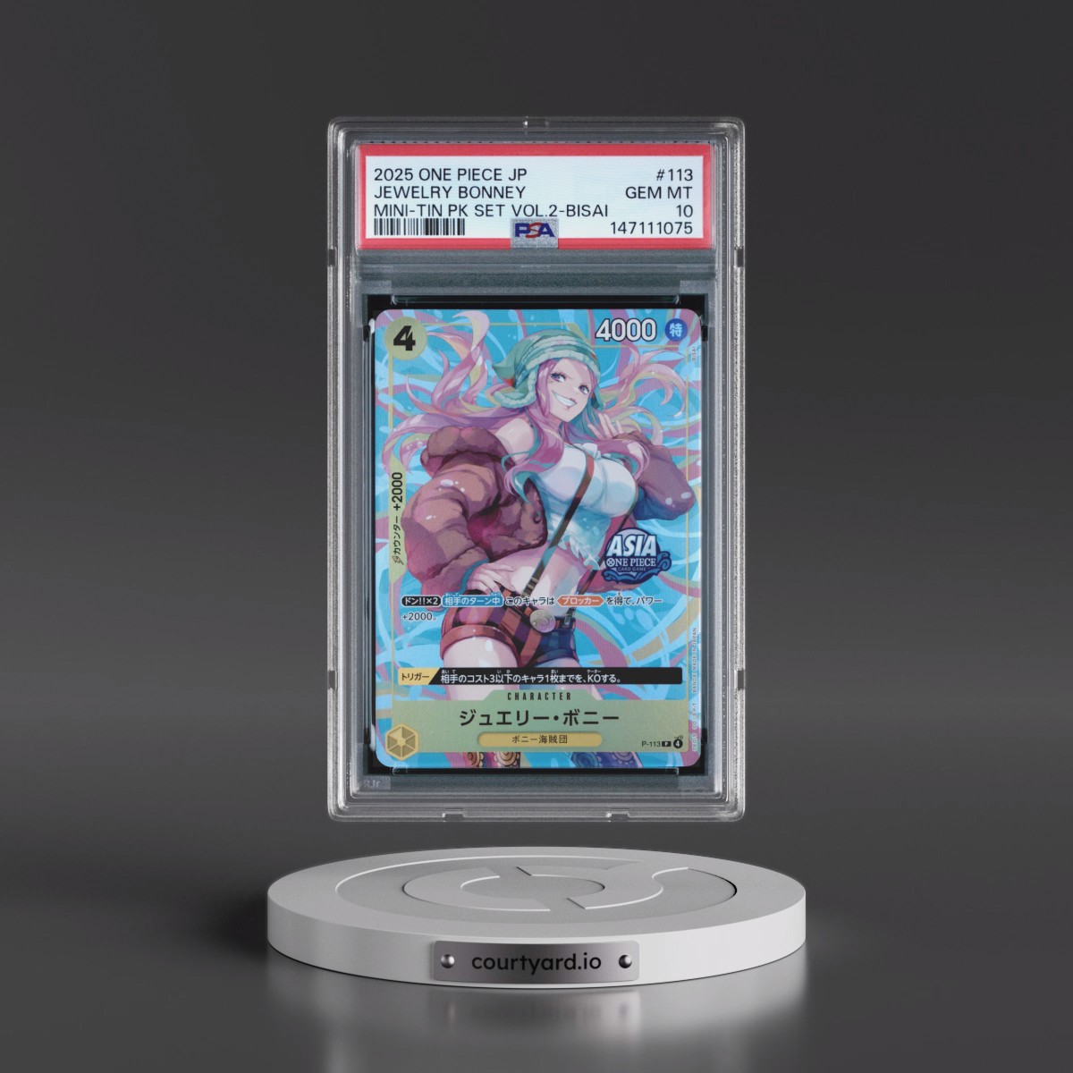 2025 One Piece Japanese Mini-Tin Pack Set Vol.2 #113 Jewelry Bonney - Bisai (PSA 10 GEM MINT)