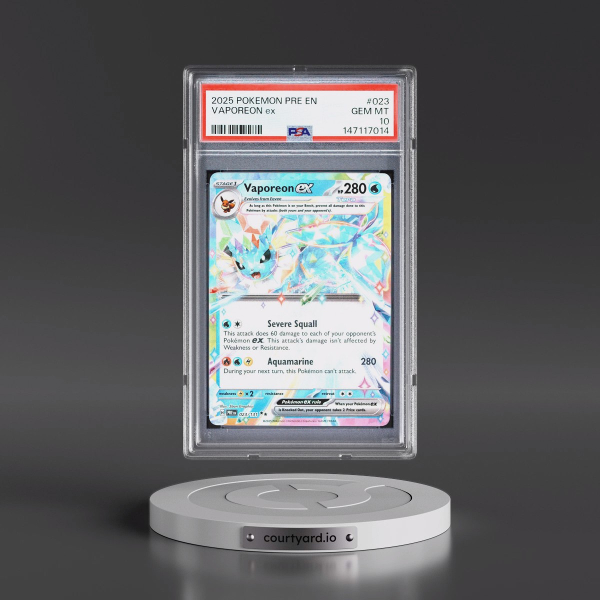 2025 Pokémon Pre EN-Prismatic Evolutions #023 Vaporeon EX - Holo (PSA 10 GEM MINT)