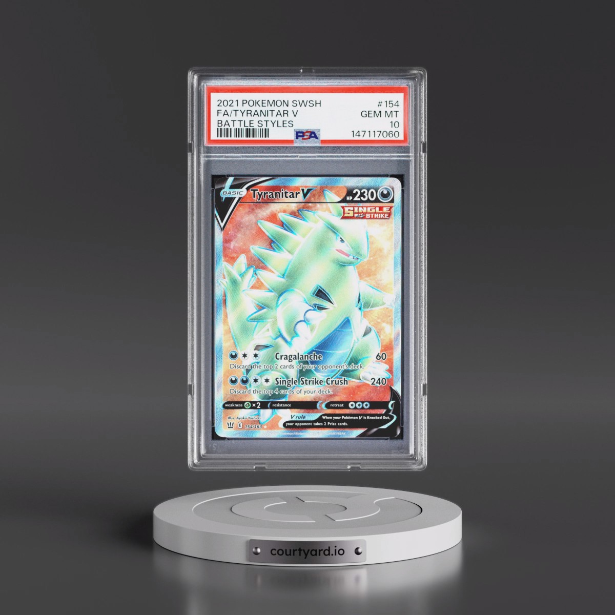 2021 Pokémon Sword & Shield Battle Styles #154 Tyranitar V - Holo Full Art (PSA 10 GEM MINT)