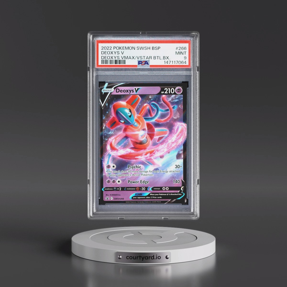 2022 Pokémon Swsh Black Star Promo #266 Deoxys V - Holo Deoxys Vmax & Vstar Battle Box (PSA 9 MINT)