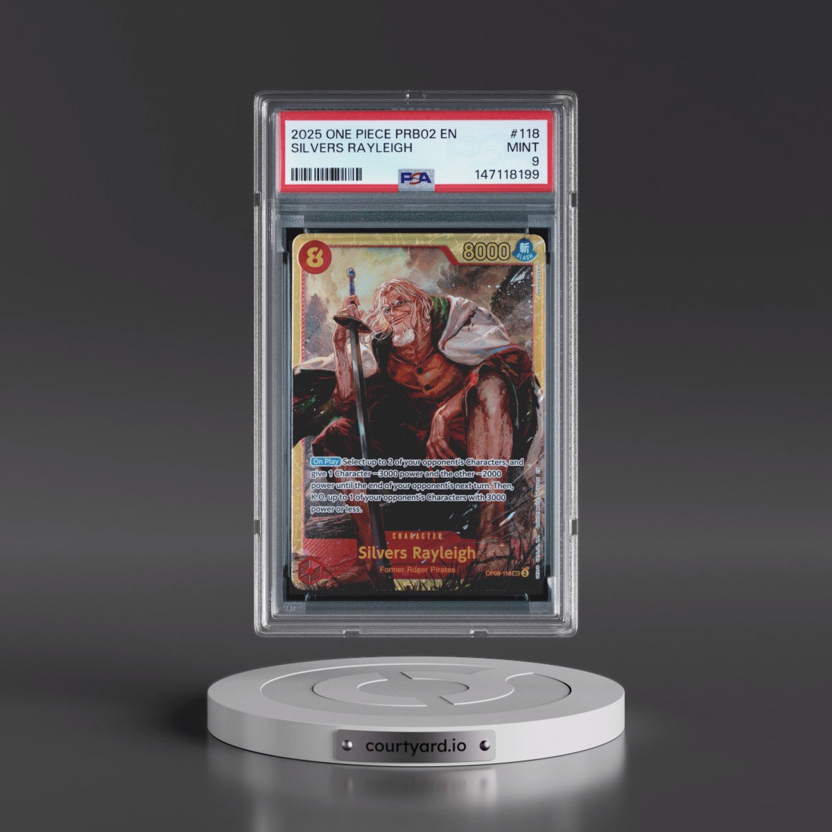 2025 One Piece PRB02-Premium Booster -One Piece Card the Best- Vol.2 #118 Silvers Rayleigh (PSA 9 MINT)