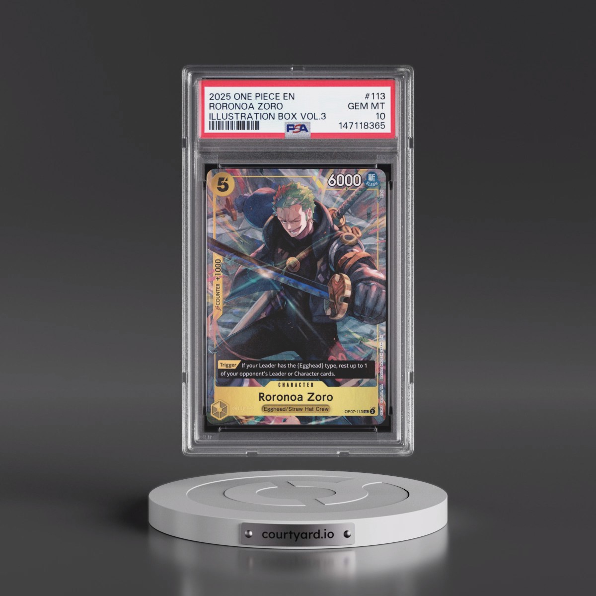 2025 One Piece Promos #113 Roronoa Zoro - Illustration Box Vol.3 (PSA 10 GEM MINT)