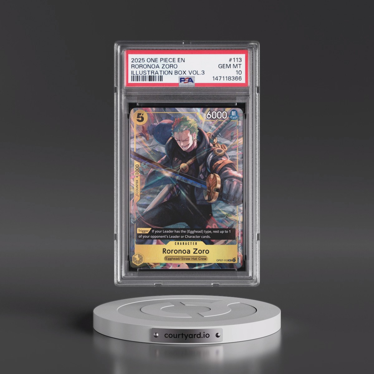 2025 One Piece Promos #113 Roronoa Zoro - Illustration Box Vol.3 (PSA 10 GEM MINT)