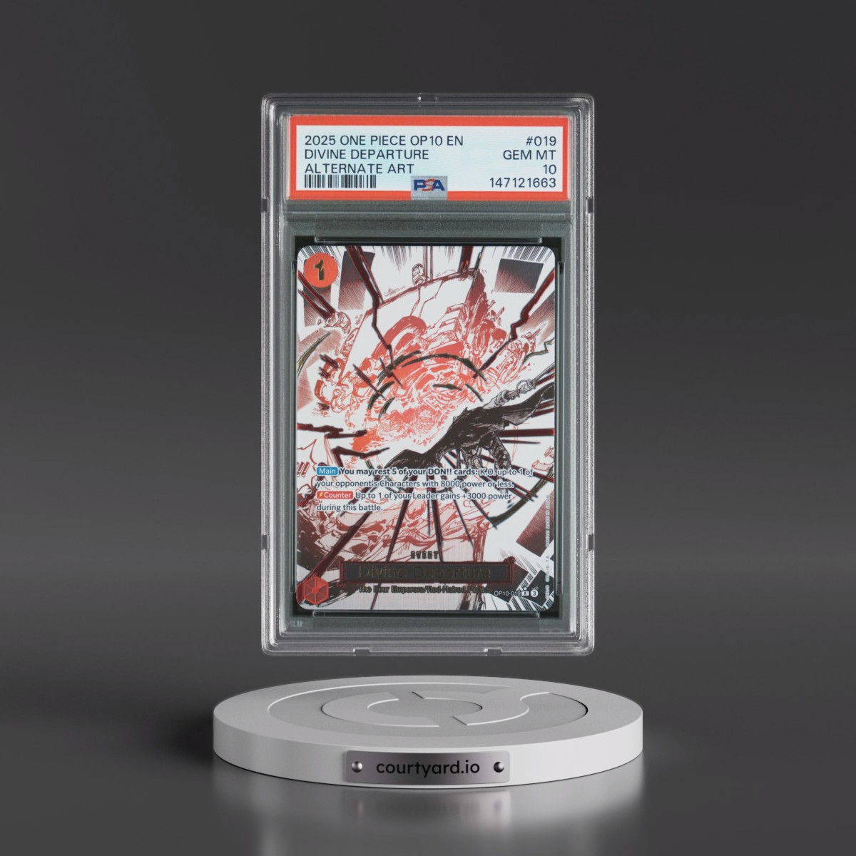 2025 One Piece OP10-Royal Blood #019 Divine Departure - Alternate Art (PSA 10 GEM MINT)