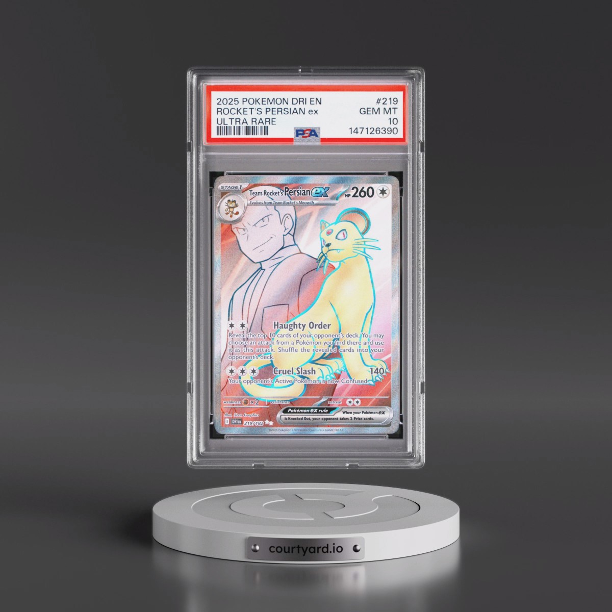 2025 Pokémon Dri EN-Destined Rivals #219 Team Rocket's Persian EX - Holo Ultra Rare (PSA 10 GEM MINT)