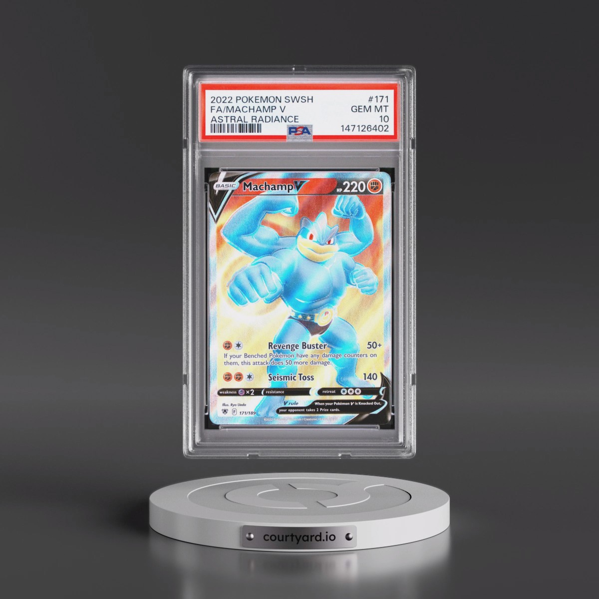 2022 Pokémon Sword & Shield Astral Radiance #171 Machamp V - Holo Full Art (PSA 10 GEM MINT)