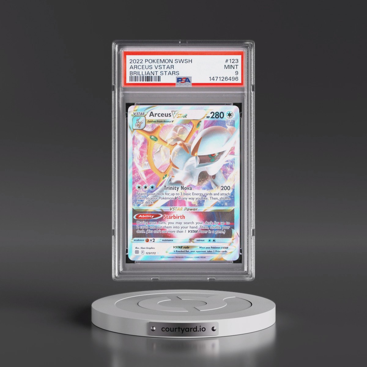 2022 Pokémon Sword & Shield Brilliant Stars #123 Arceus Vstar (PSA 9 MINT)