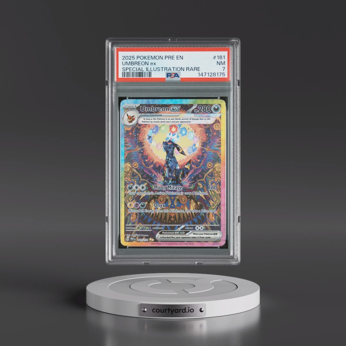 2025 Pokémon Pre EN-Prismatic Evolutions #161 Umbreon EX - Holo Special Illustration Rare (PSA 7 NM)