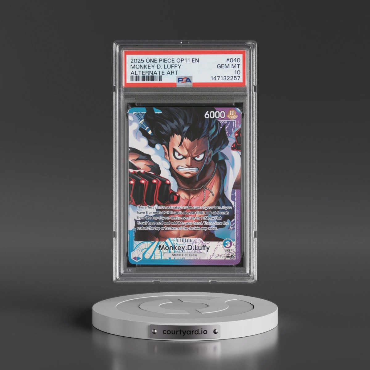2025 One Piece OP11-A Fist of Divine Speed #040 Monkey D. Luffy - Alternate Art (PSA 10 GEM MINT)