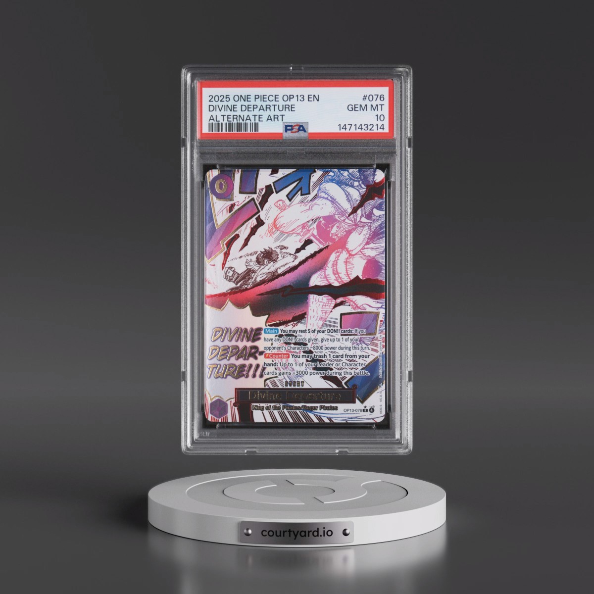 2025 One Piece OP13-Carrying on His Will #076 Divine Departure - Alternate Art (PSA 10 GEM MINT)