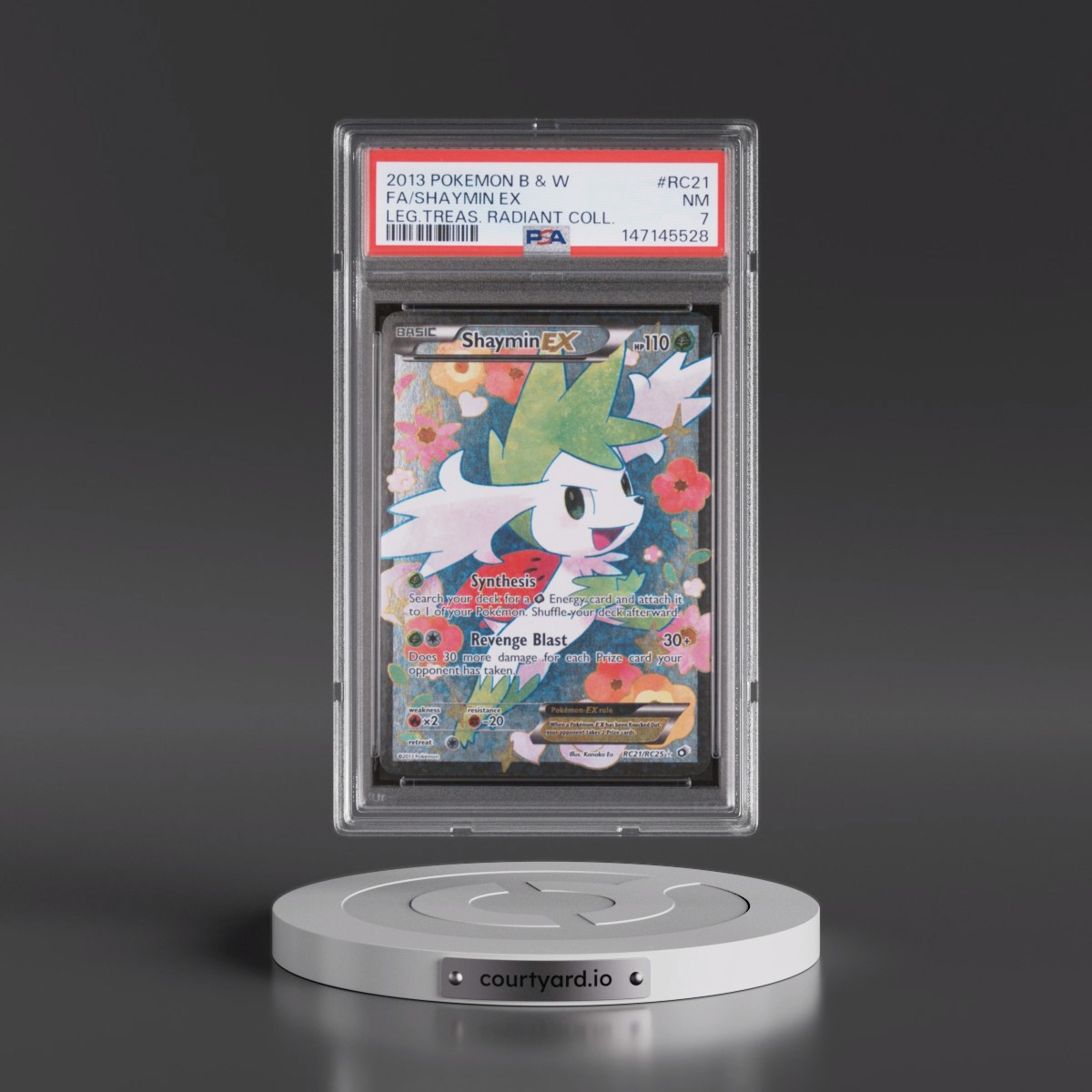 2013 Pokémon Black & White Legendary Treasures Radiant Collection #RC21 Shaymin EX - Holo Full Art (PSA 7 NM)