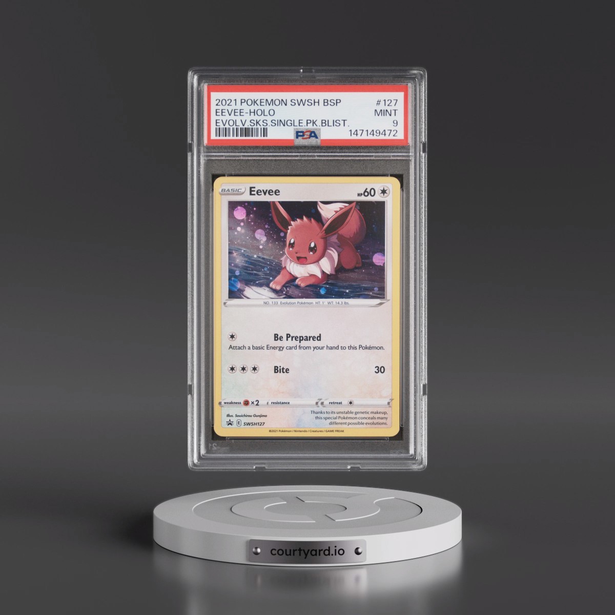2021 Pokémon Swsh Black Star Promo #127 Eevee - Holo Evolving Skies Single Pack Blisters (PSA 9 MINT)