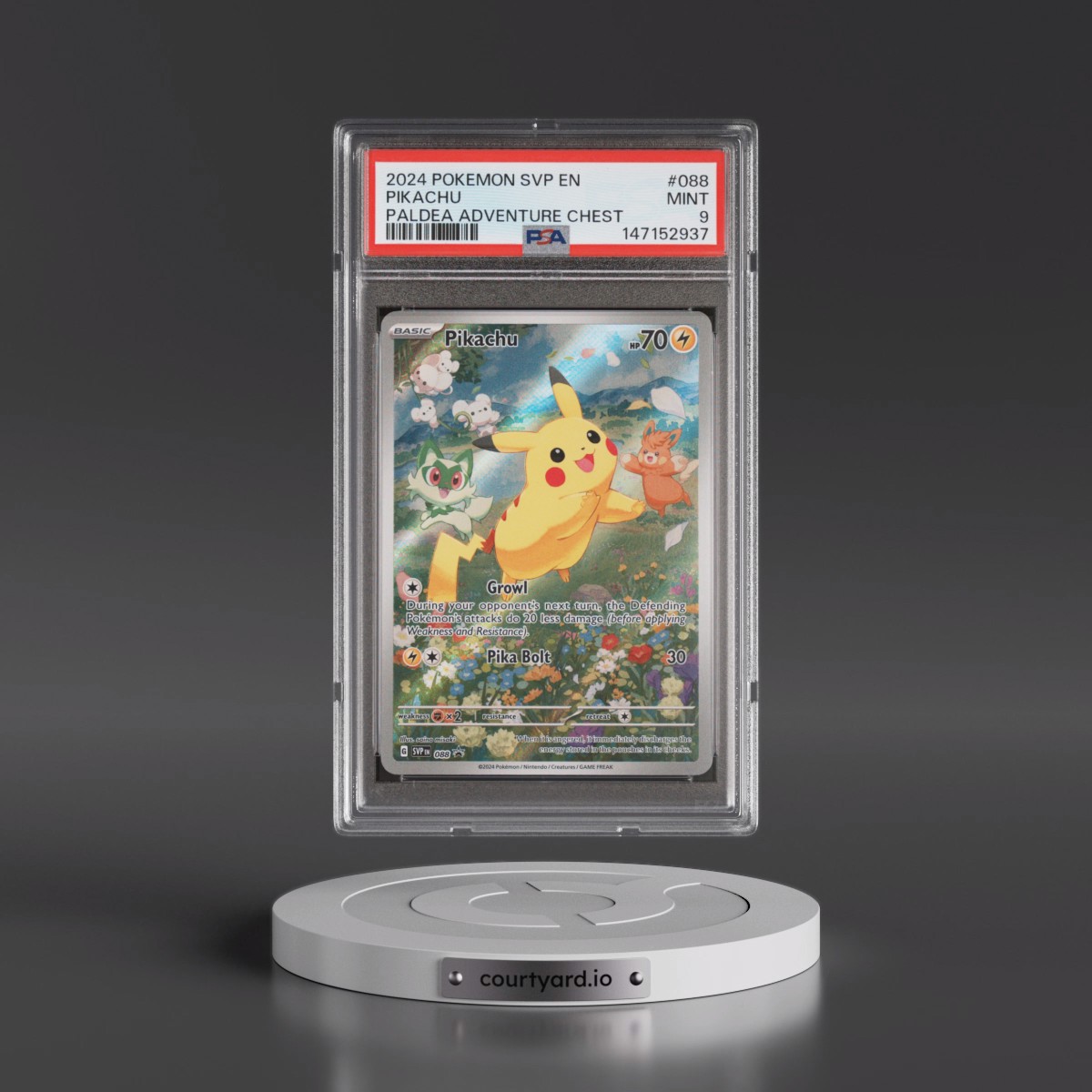 2024 Pokémon Svp EN-SV Black Star Promo Pikachu - Paldea Adventure Chest #088 PSA 9