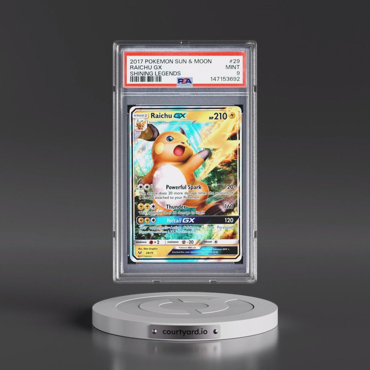 2017 Pokémon Sun & Moon Shining Legends #29 Raichu GX - Holo (PSA 9 MINT)