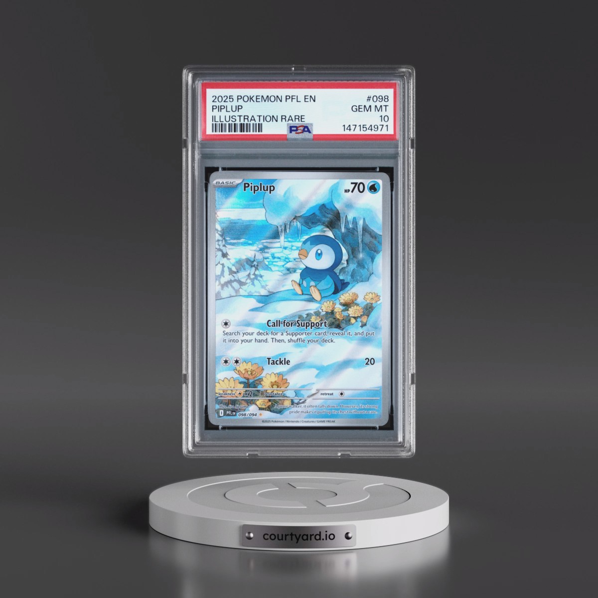 2025 Pokémon Pfl EN-Phantasmal Flames #098 Piplup - Illustration Rare (PSA 10 GEM MINT)