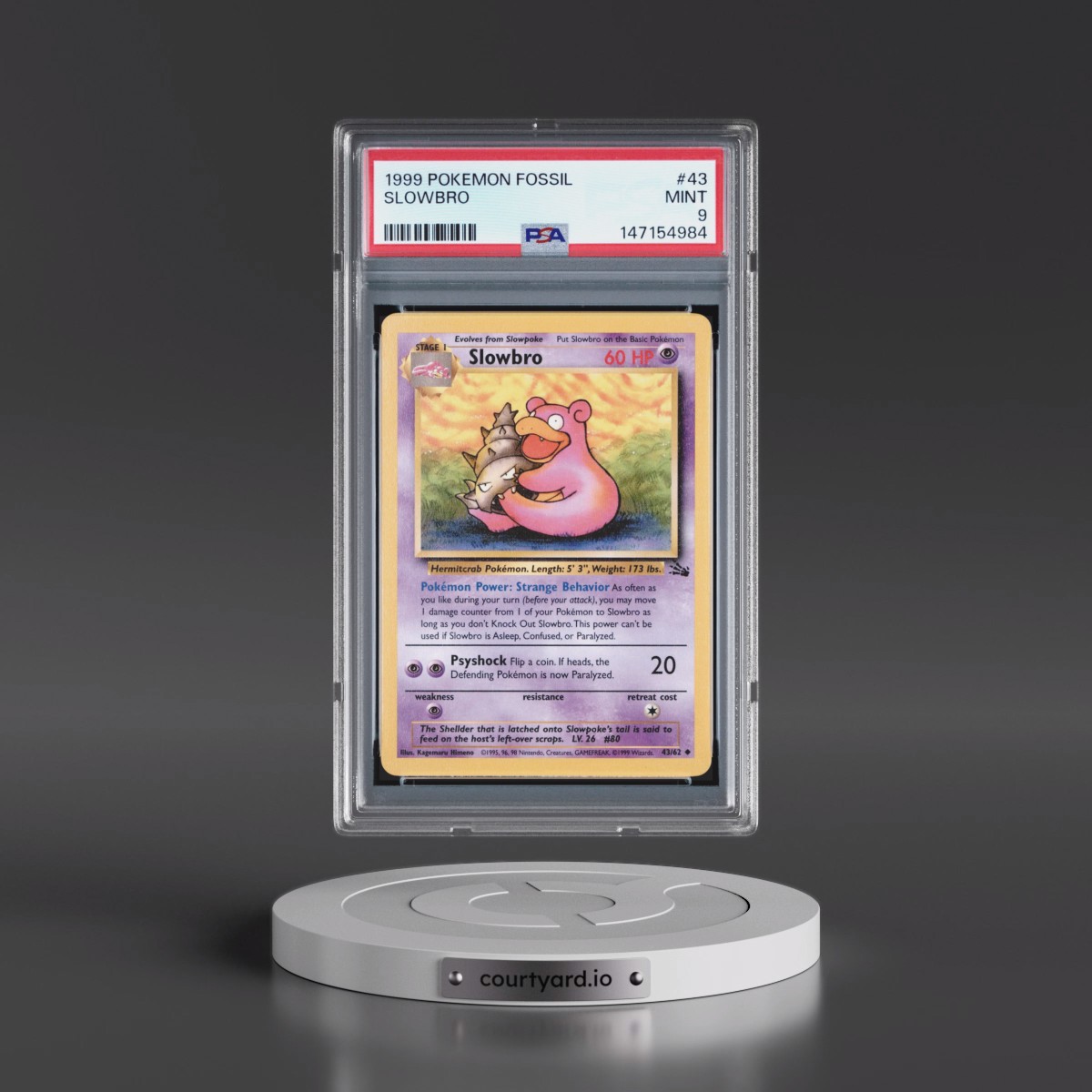 1999 Pokémon Fossil #43 Slowbro (PSA 9 MINT)