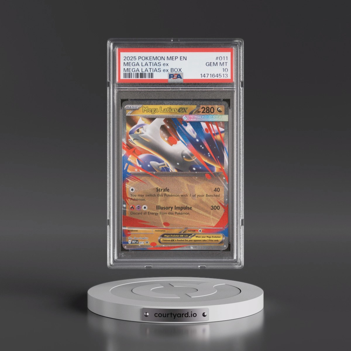 2025 Pokémon Mep EN-Me Black Star Promo #011 Mega Latias EX - Holo Mega Latias EX Box (PSA 10 GEM MINT)