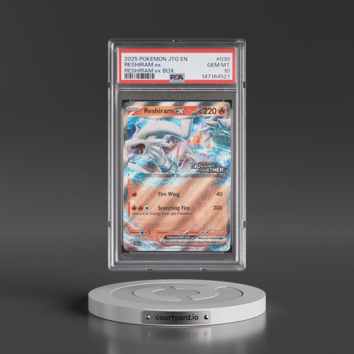 2025 Pokémon Jtg EN-Journey Together #030 Reshiram EX - Holo Reshiram EX Box (PSA 10 GEM MINT)