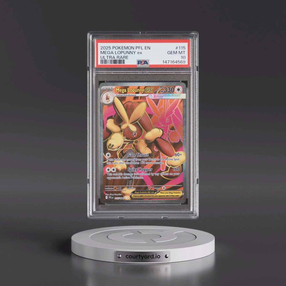 2025 Pokémon Pfl EN-Phantasmal Flames #115 Mega Lopunny EX - Holo Ultra Rare (PSA 10 GEM MINT)