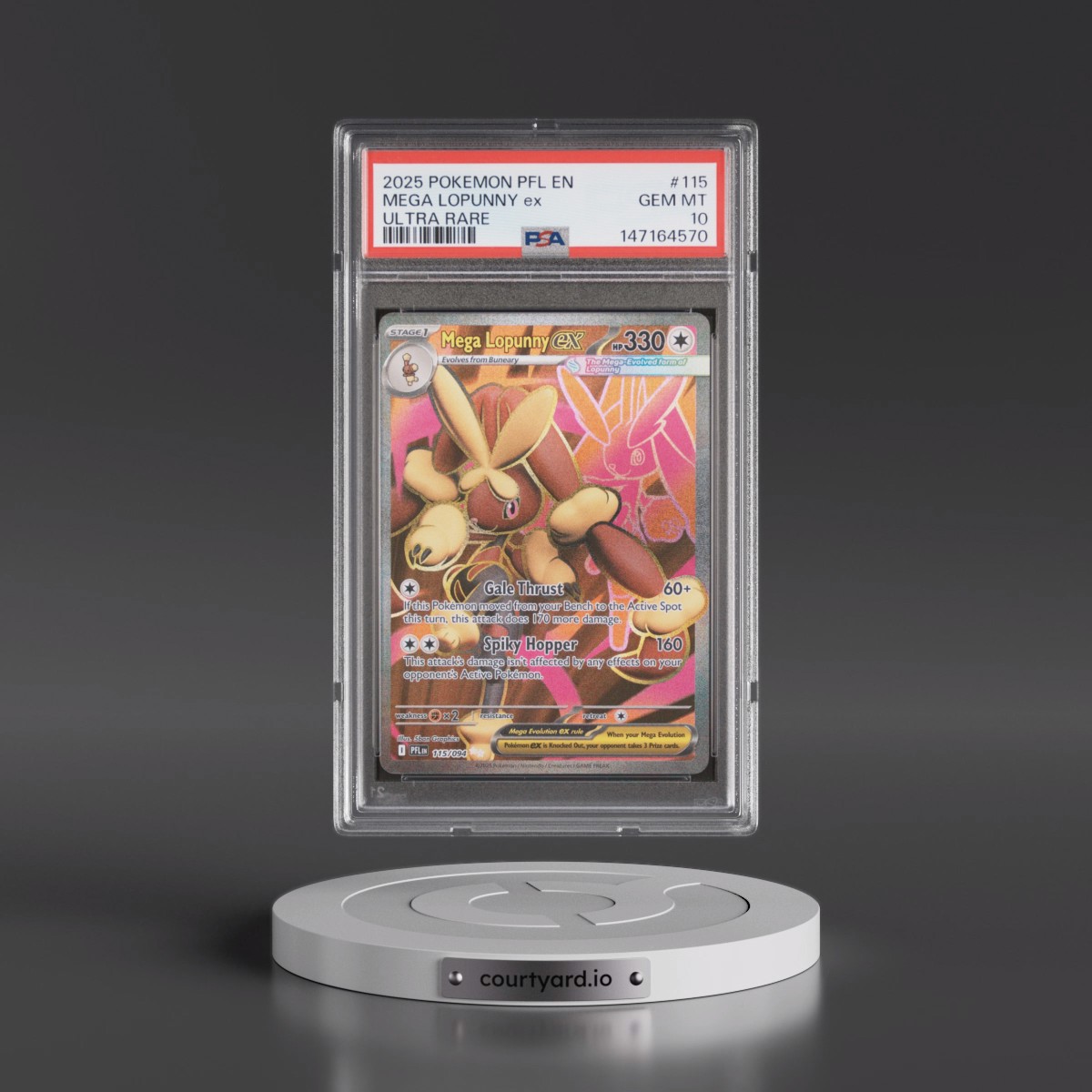 2025 Pokémon Pfl EN-Phantasmal Flames #115 Mega Lopunny EX - Holo Ultra Rare (PSA 10 GEM MINT)