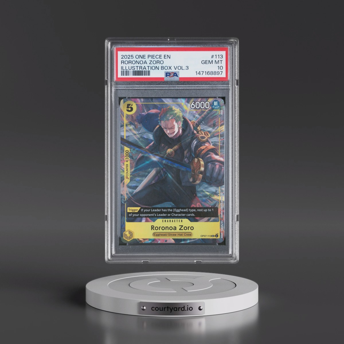 2025 One Piece Promos #113 Roronoa Zoro - Illustration Box Vol.3 (PSA 10 GEM MINT)