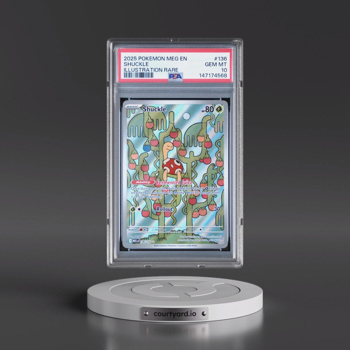 2025 Pokémon Meg EN-Mega Evolution #136 Shuckle - Illustration Rare (PSA 10 GEM MINT)