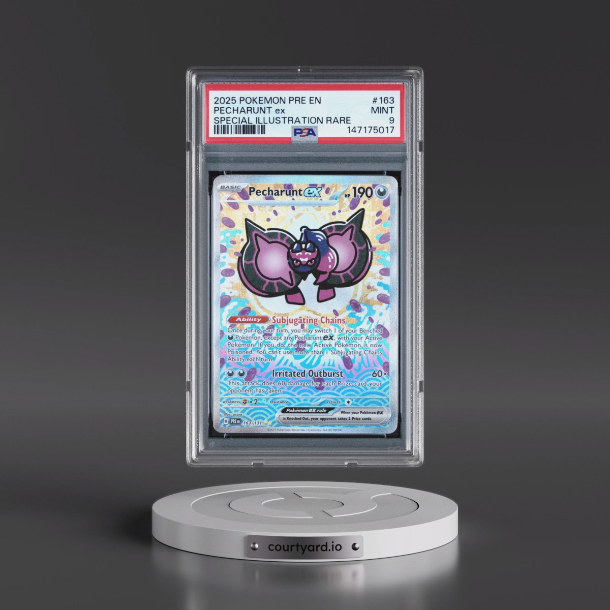 2025 Pokémon Pre EN-Prismatic Evolutions #163 Pecharunt EX - Holo Special Illustration Rare (PSA 9 MINT)