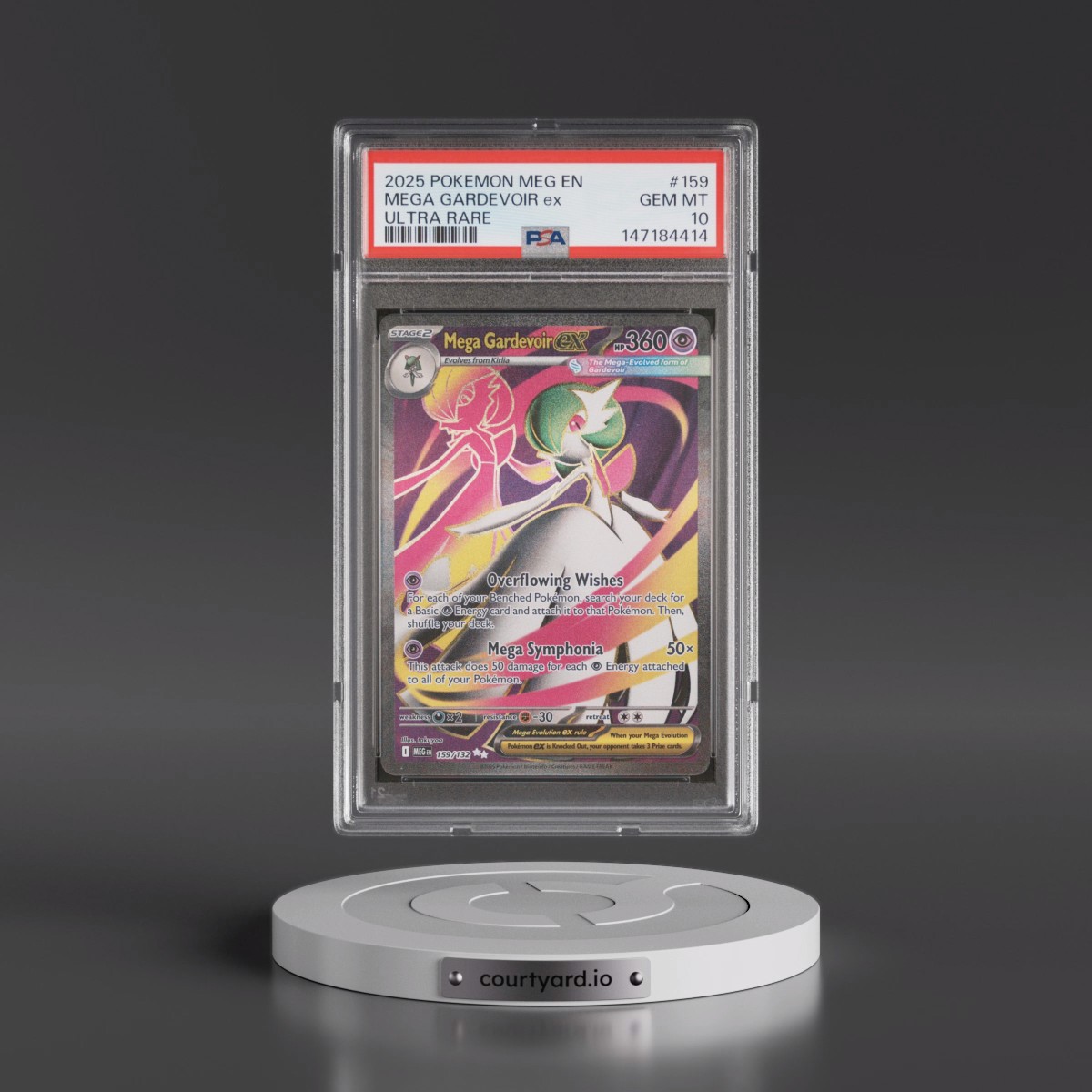 2025 Pokémon Meg EN-Mega Evolution #159 Mega Gardevoir EX - Holo Ultra Rare (PSA 10 GEM MINT)