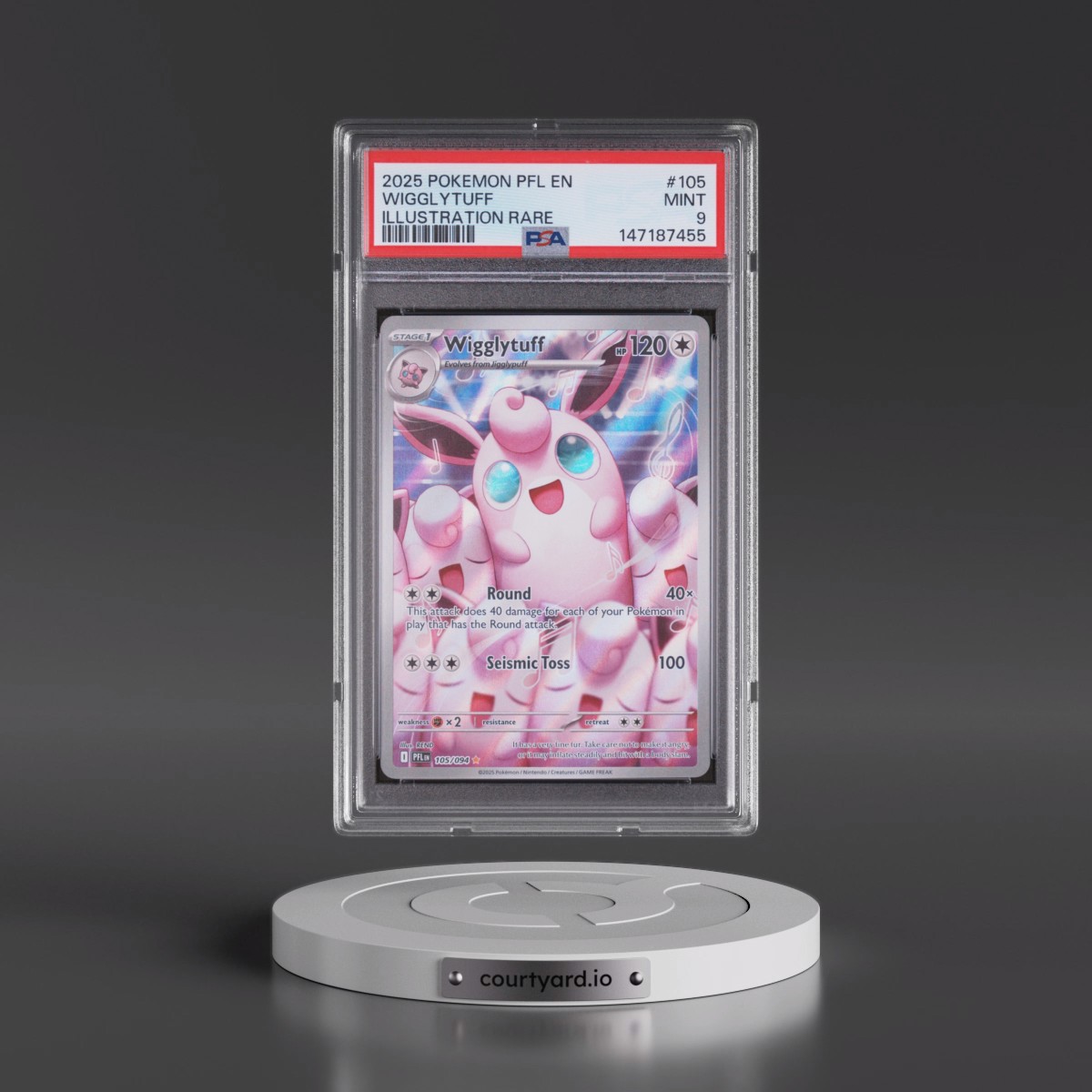 2025 Pokémon Pfl EN-Phantasmal Flames #105 Wigglytuff - Illustration Rare (PSA 9 MINT)