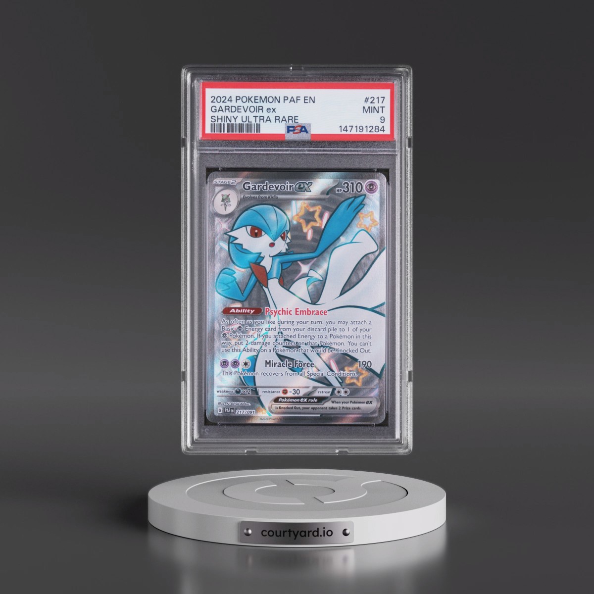 2024 Pokémon Paf EN-Paldean Fates #217 Gardevoir EX - Holo Shiny Ultra Rare (PSA 9 MINT)