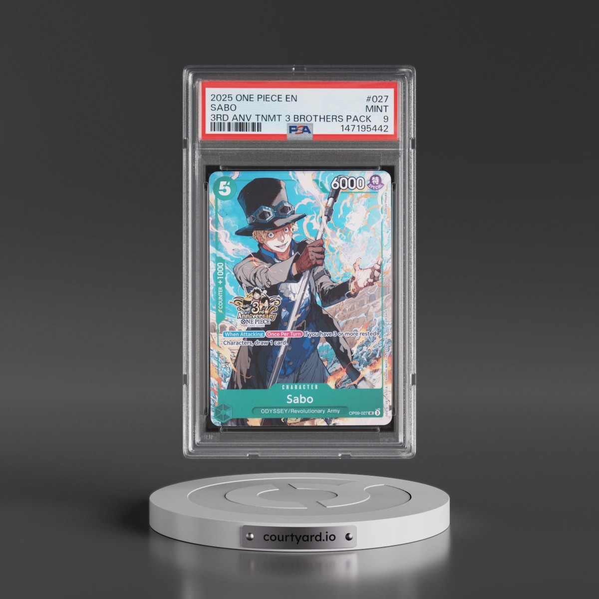 2025 One Piece 3rd Anniversary Tournament 3 Brothers Pack #027 Sabo (PSA 9 MINT)