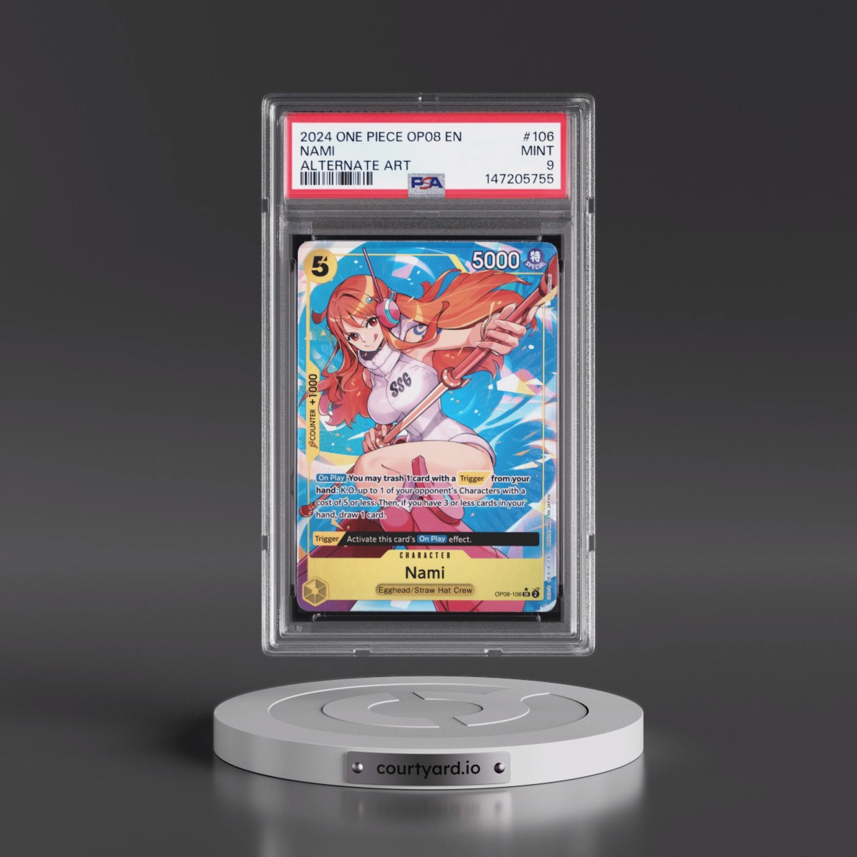 2024 One Piece OP08-Two Legends #106 Nami - Alternate Art (PSA 9 MINT)