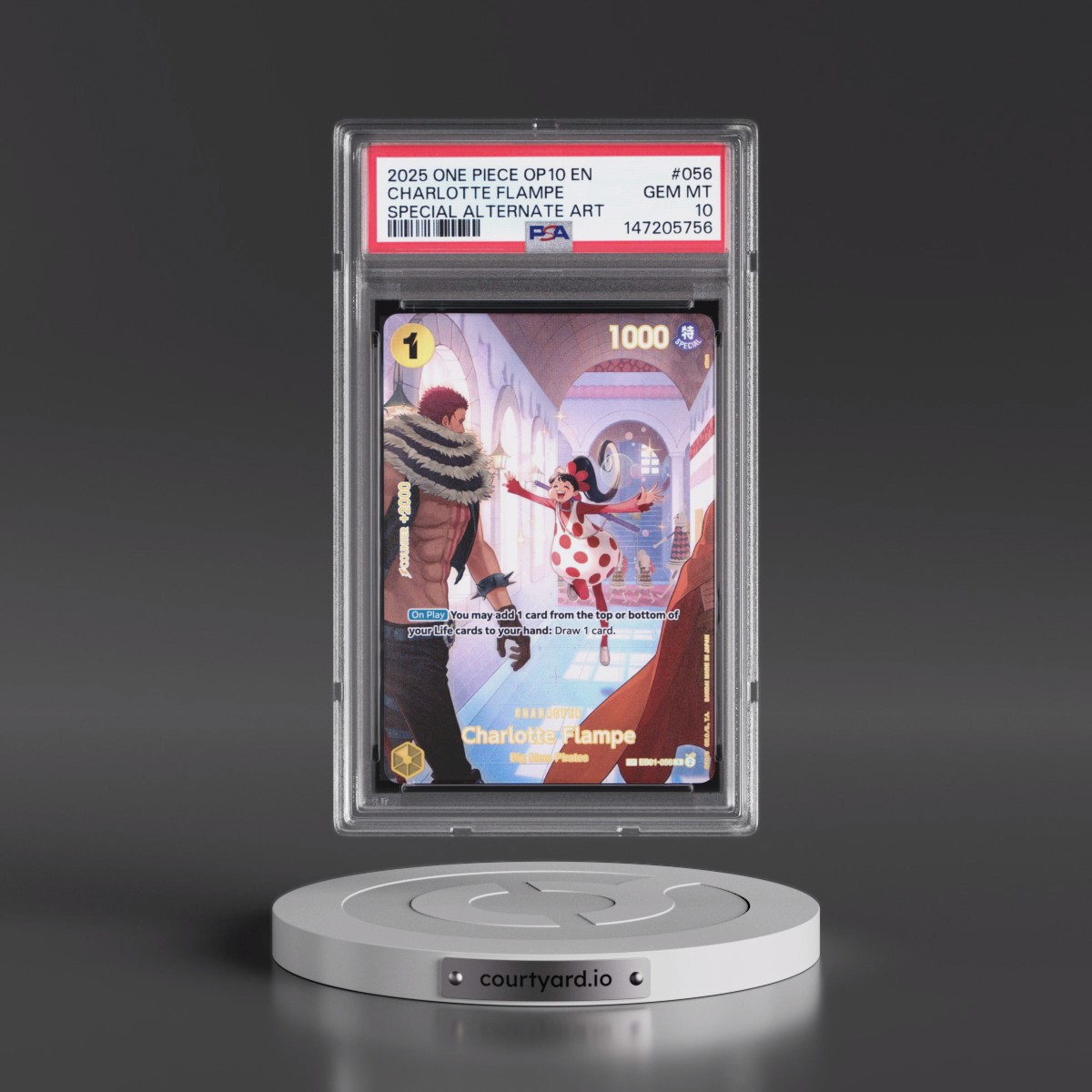 2025 One Piece OP10-Royal Blood #056 Charlotte Flampe - Special Alternate Art (PSA 10 GEM MINT)