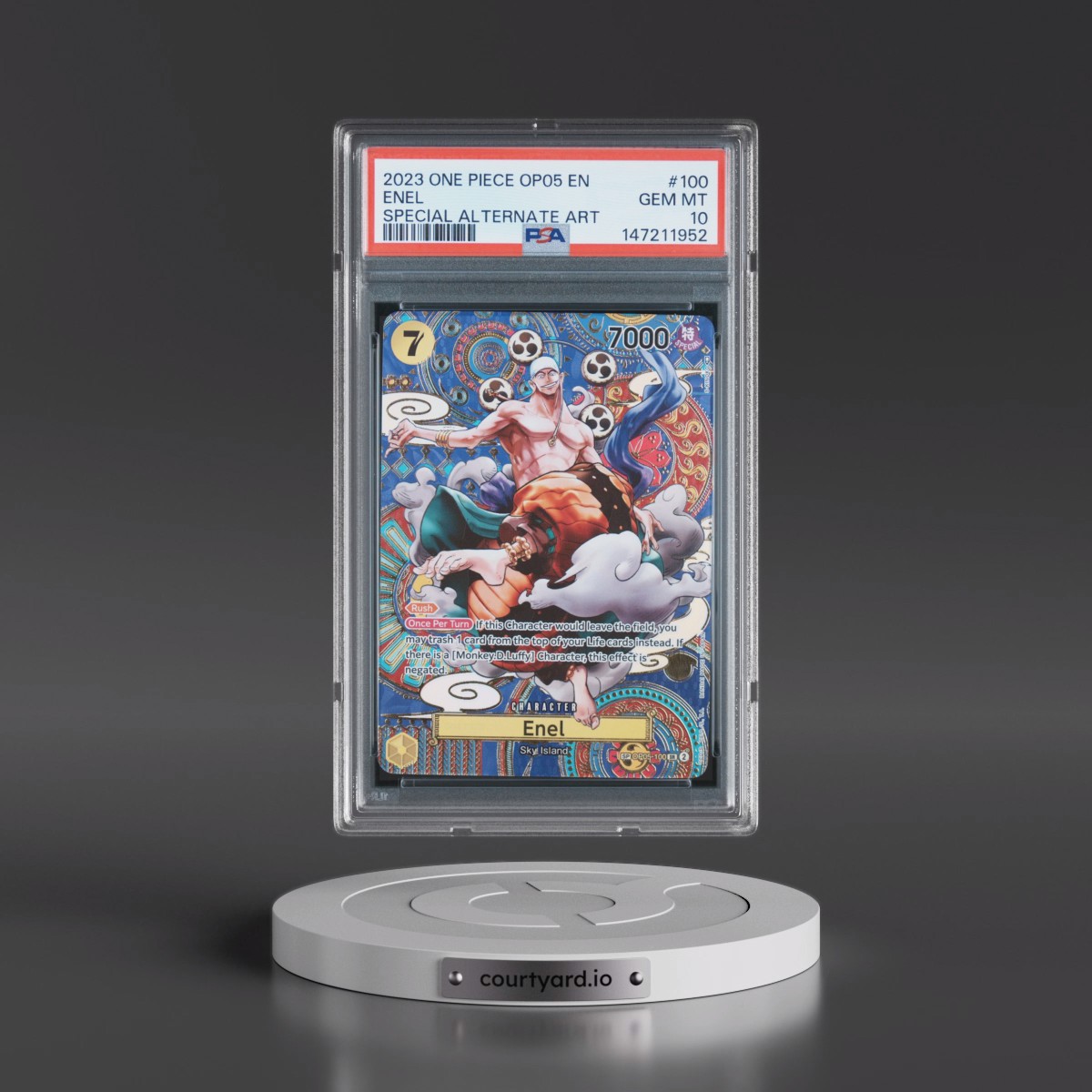 2023 One Piece OP05-Awakening of the New Era #100 Enel - Special Alternate Art (PSA 10 GEM MINT)