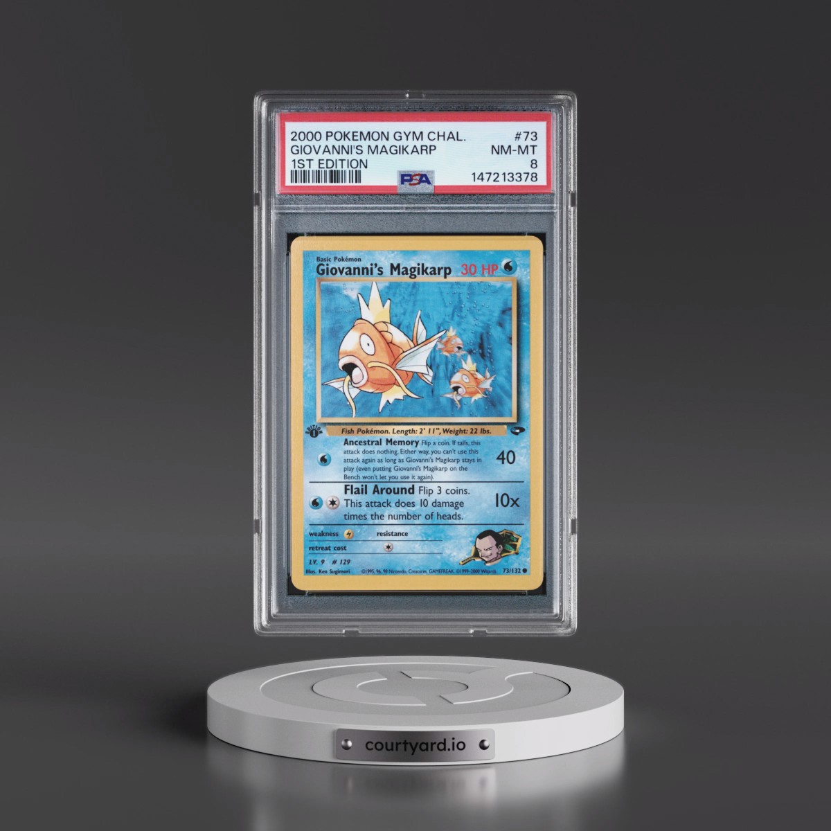2000 Pokémon Gym Challenge #73 Giovanni's Magikarp - 1st Edition (PSA 8 NM-MT)