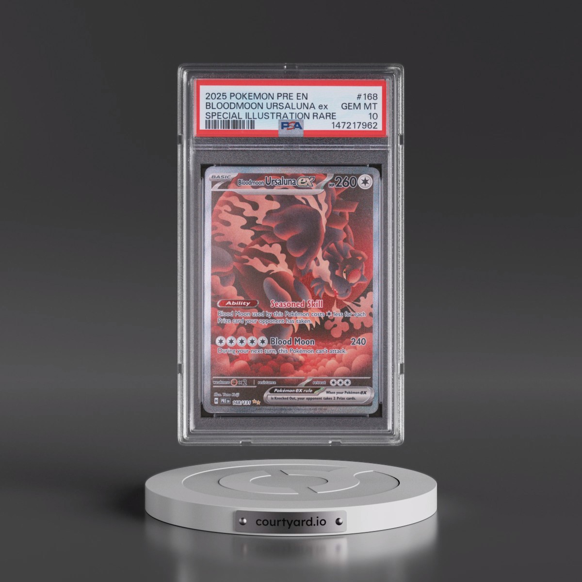 2025 Pokémon Pre EN-Prismatic Evolutions #168 Bloodmoon Ursaluna EX - Holo Special Illustration Rare (PSA 10 GEM MINT)