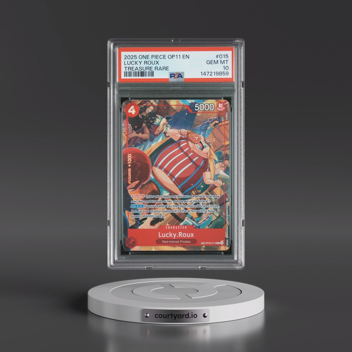 2025 One Piece OP11-A Fist of Divine Speed #015 Lucky Roux - Treasure Rare (PSA 10 GEM MINT)