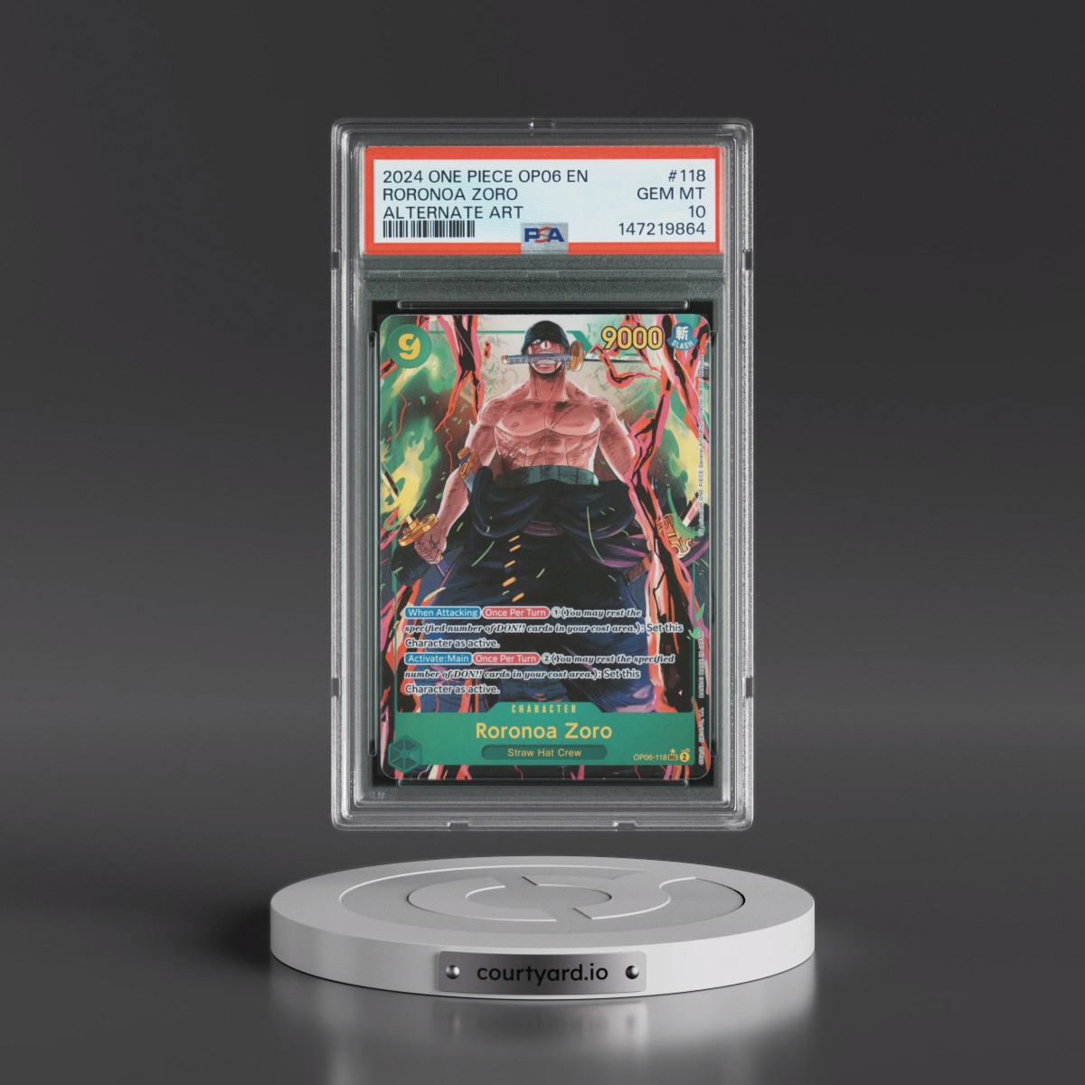 2024 One Piece OP06-Wings of the Captain Roronoa Zoro - Alternate Art #118 PSA 10