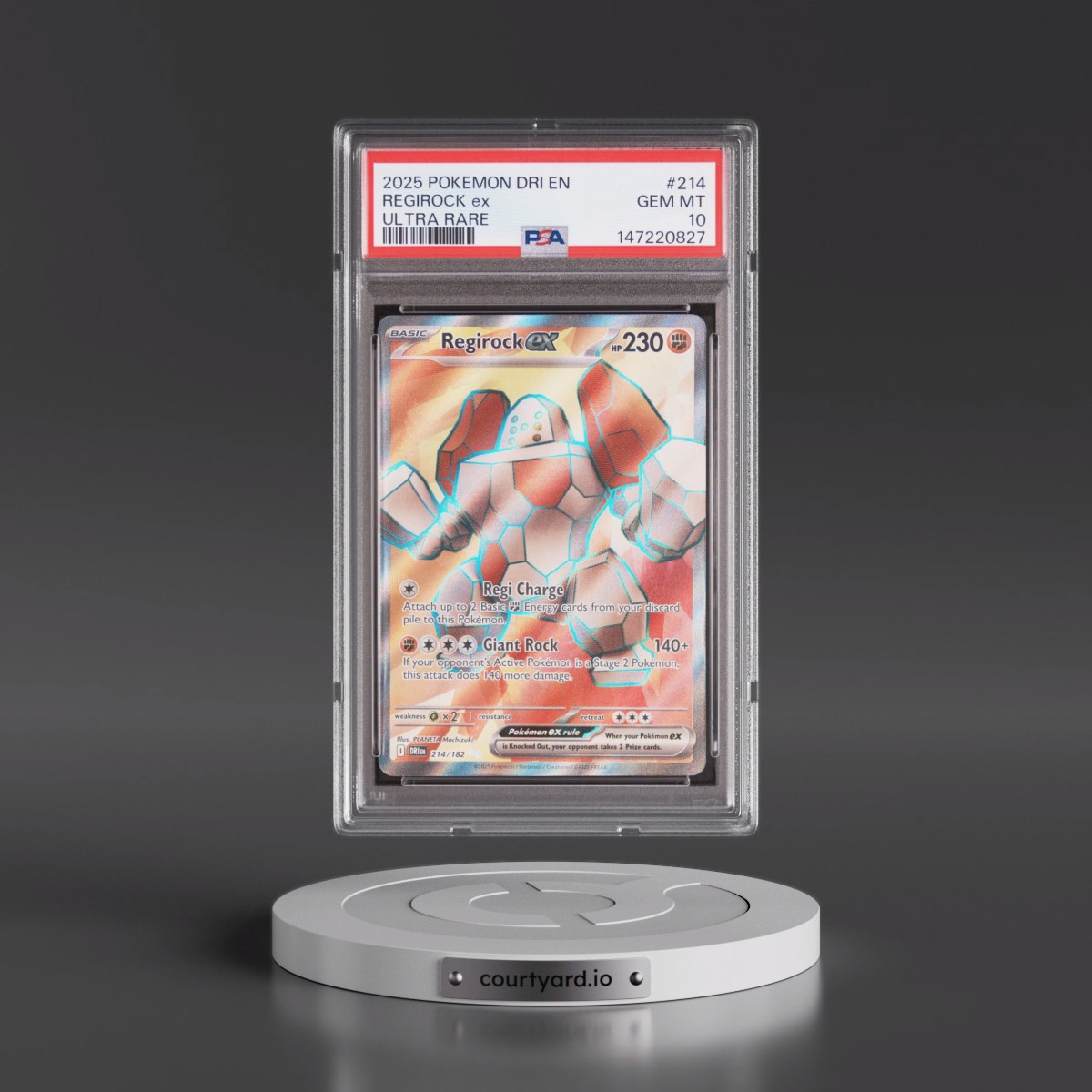 2025 Pokémon Dri EN-Destined Rivals #214 Regirock EX - Holo Ultra Rare (PSA 10 GEM MINT)