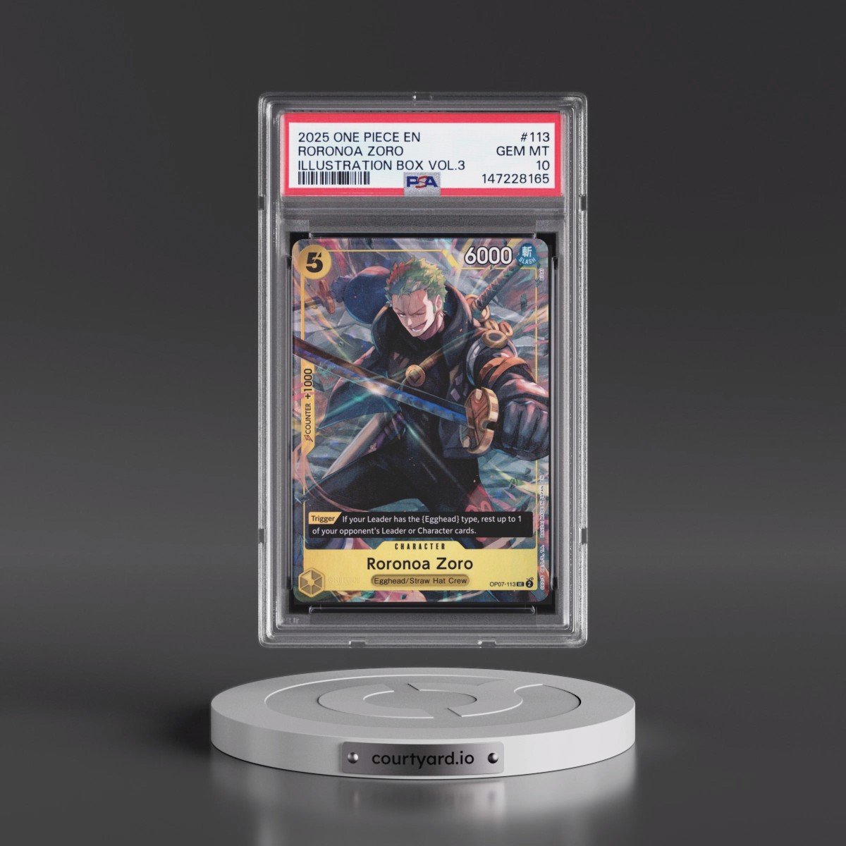 2025 One Piece Promos #113 Roronoa Zoro - Illustration Box Vol.3 (PSA 10 GEM MINT)