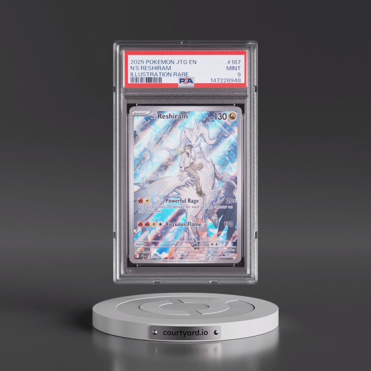 2025 Pokémon Jtg EN-Journey Together #167 N's Reshiram - Illustration Rare (PSA 9 MINT)