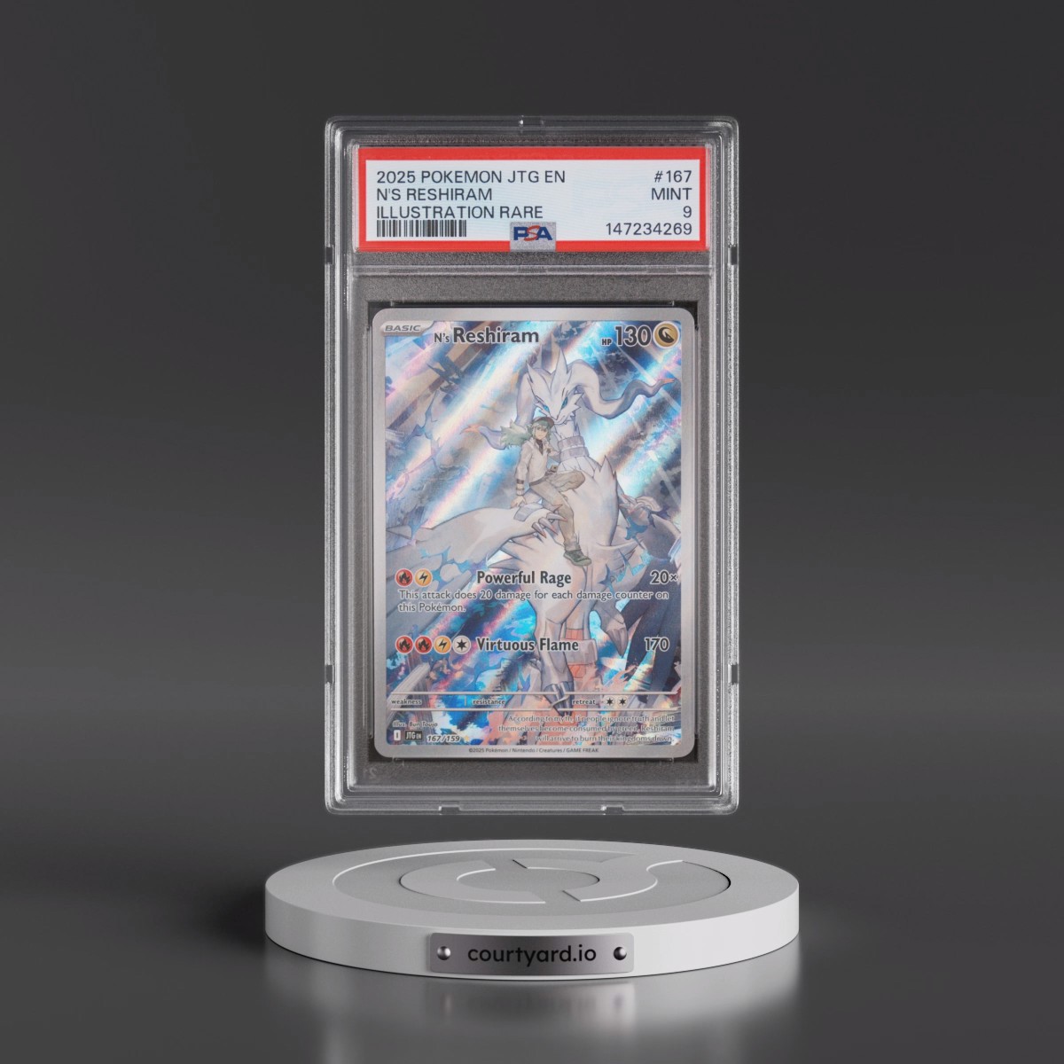 2025 Pokémon Jtg EN-Journey Together #167 N's Reshiram - Illustration Rare (PSA 9 MINT)