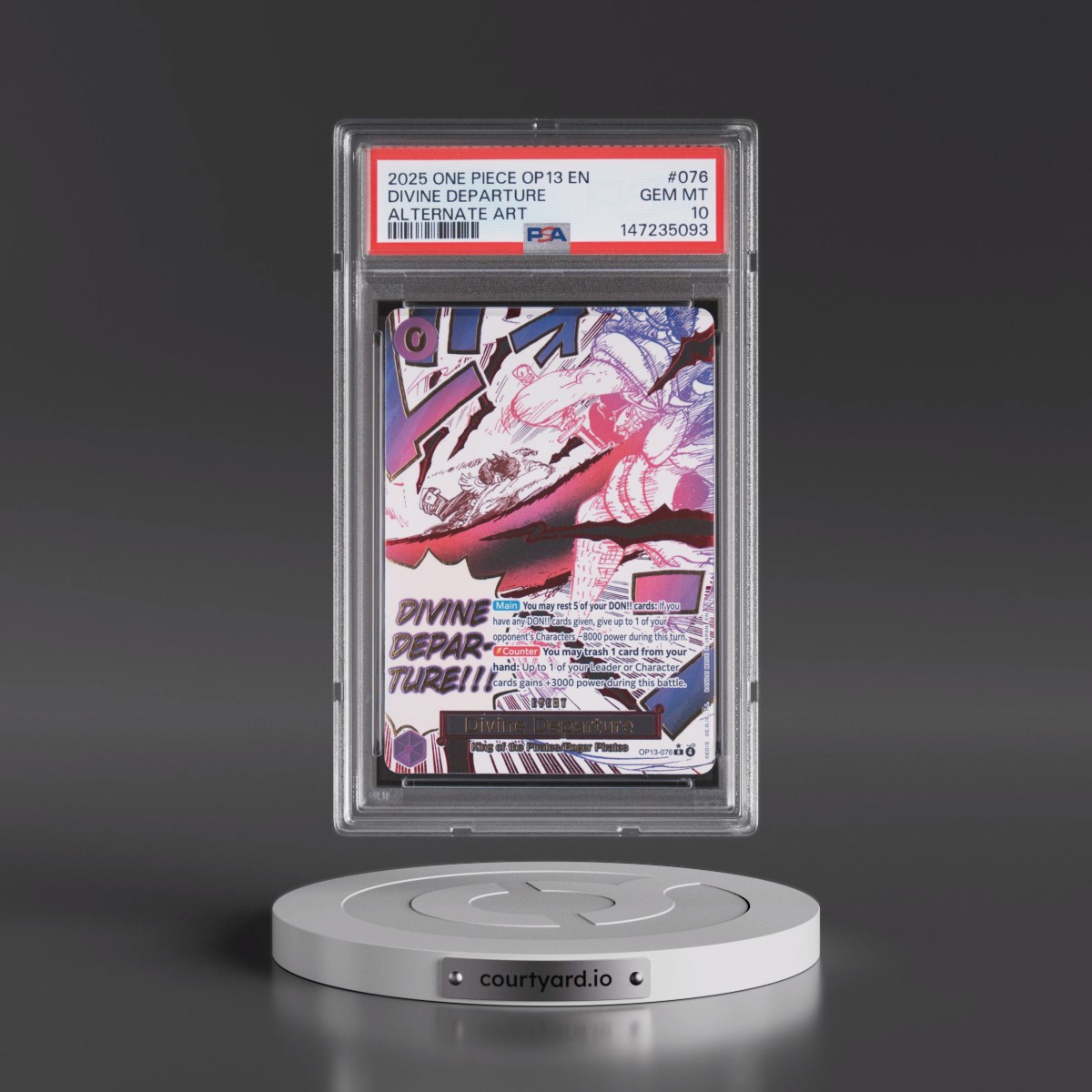2025 One Piece OP13-Carrying on His Will #076 Divine Departure - Alternate Art (PSA 10 GEM MINT)