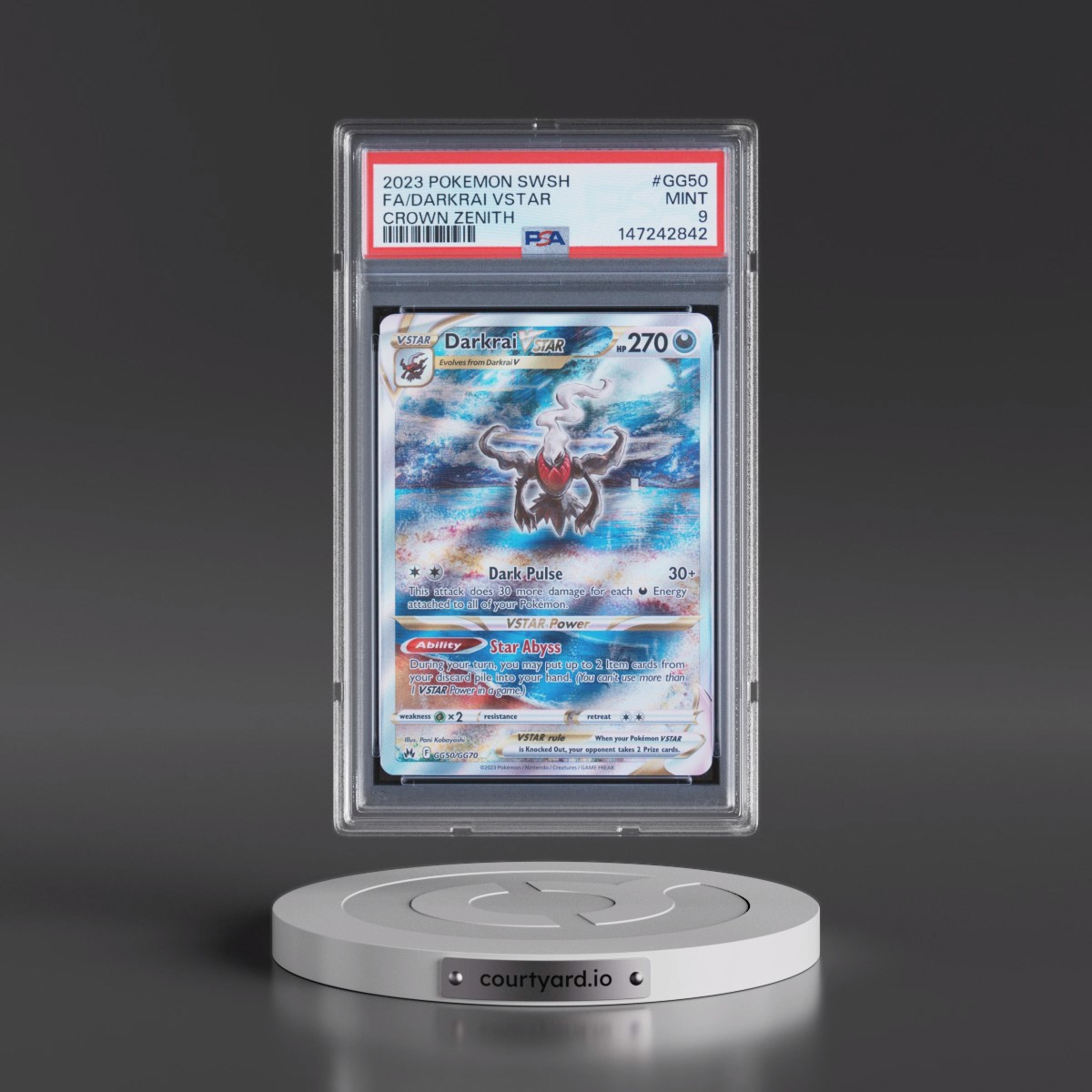 2023 Pokémon Sword and Shield Crown Zenith #GG50 Darkrai Vstar - Full Art (PSA 9 MINT)